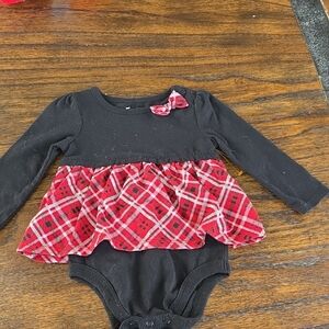 Plaid Ruffle Black and Red Kids One Piece